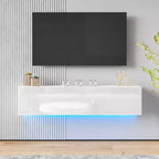 Meuble TV flottant mural Hommpa 55 LED pour téléviseurs jusqu'à 63 pouces avec rangement caché