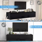 Meuble TV flottant mural Hommpa 55 LED pour téléviseurs jusqu'à 63 pouces avec rangement caché