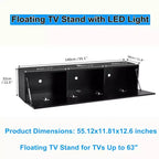 Meuble TV flottant mural Hommpa 55 LED pour téléviseurs jusqu'à 63 pouces avec rangement caché