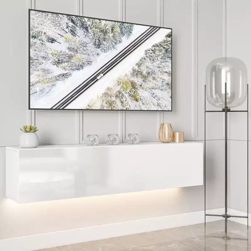 Meuble TV flottant mural Hommpa 55 LED pour téléviseurs jusqu'à 63 pouces avec rangement caché
