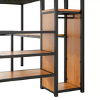 Lit mezzanine en métal pleine taille Whisen 94.1" avec bureau, escalier de rangement, petite armoire