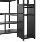 Lit mezzanine en métal pleine taille Whisen 94.1" avec bureau, escalier de rangement, petite armoire