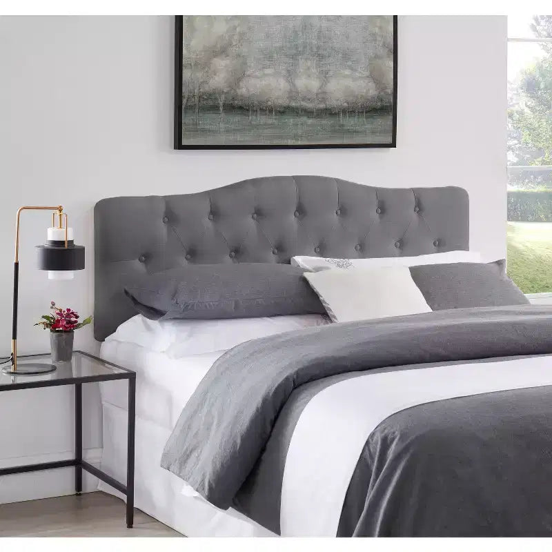 Tête de lit Queen Home Imports Emporium, rembourrée en lin, avec hauteur réglable, fixation murale ou sur cadre de lit