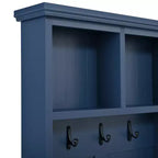 Meuble d'entrée Whisen de style ferme 4-en-1 avec banc en grain de bois, 2 grands tiroirs et 6 crochets noirs