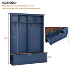 Meuble d'entrée Whisen de style ferme 4-en-1 avec banc en grain de bois, 2 grands tiroirs et 6 crochets noirs