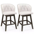 Costway 2/4 PCS Counter Height Bar Stools Fabric Upholstered Island Stools with 360 Swivel Seat Beige