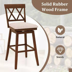 Costway Tabouret de bar 29" en bois Lot de 1/2/3/4 avec dossier incurvé Siège rembourré pivotant Chêne