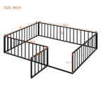 Cadre de lit en métal Queen-Size avec clôture intégrée et porte