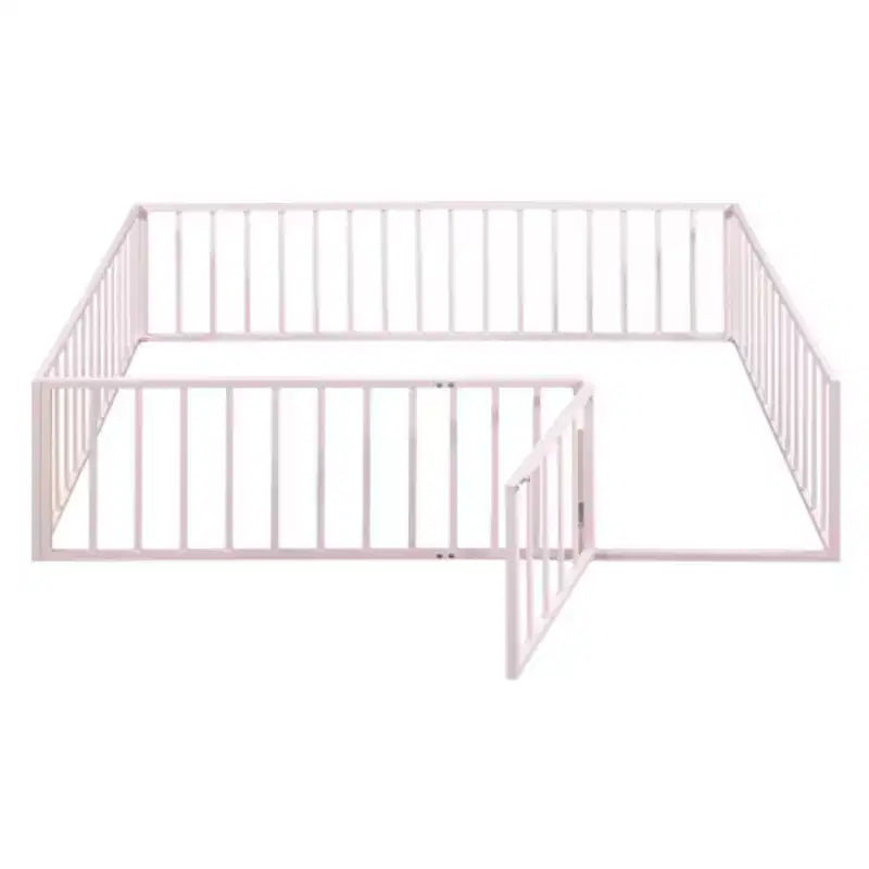 Cadre de lit en métal Queen-Size avec clôture intégrée et porte