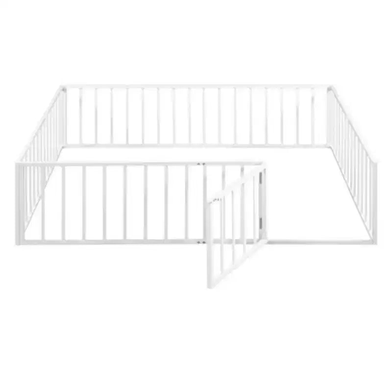 Cadre de lit en métal Queen-Size avec clôture intégrée et porte