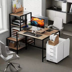 Bureau d'ordinateur HOMCOM avec support d'écran, bureau d'angle réversible à 4 niveaux pour bureau à domicile avec étagère d'imprimante ou support CPU, bureau d'écriture industriel, marron