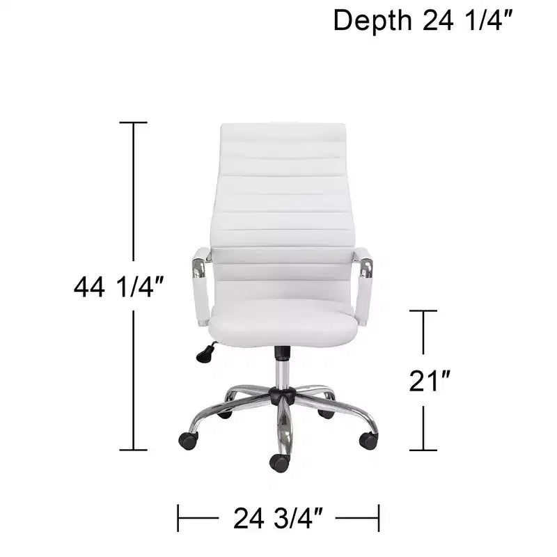 Chaise de bureau réglable en similicuir blanc Primero Studio 55D