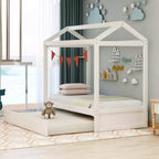 Lit cabane décorable Whisen avec lit gigogne – Blanc