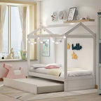 Lit cabane décorable Whisen avec lit gigogne – Blanc