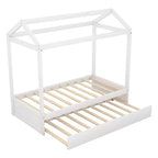 Lit cabane décorable Whisen avec lit gigogne – Blanc