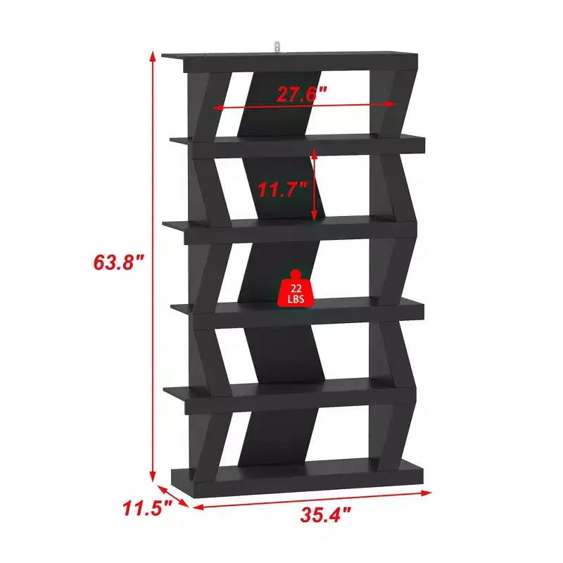 Famapy Étagère ouverte Étagère décorative Forme unique Rangement multifonctionnel Noir