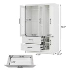 Armoire Keloyid en bois blanc de 120 cm avec 2 tiroirs et 4 portes