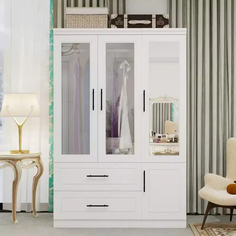 Armoire Keloyid en bois blanc de 120 cm avec 2 tiroirs et 4 portes