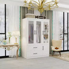 Armoire Keloyid en bois blanc de 120 cm avec 2 tiroirs et 4 portes