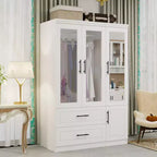 Armoire Keloyid en bois blanc de 120 cm avec 2 tiroirs et 4 portes