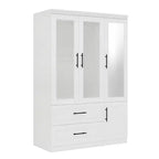 Armoire Keloyid en bois blanc de 120 cm avec 2 tiroirs et 4 portes