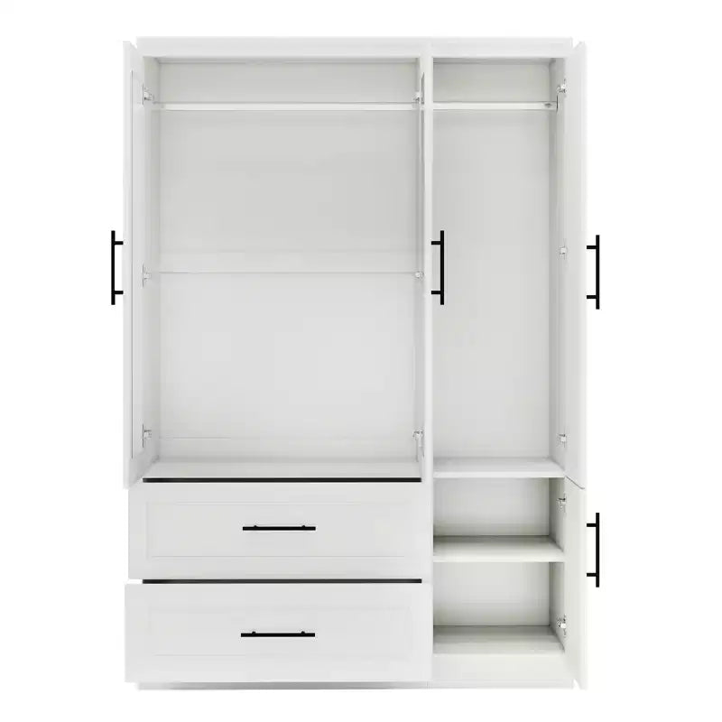 Armoire Keloyid en bois blanc de 120 cm avec 2 tiroirs et 4 portes