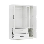 Armoire Keloyid en bois blanc de 120 cm avec 2 tiroirs et 4 portes