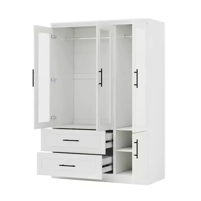 Armoire Keloyid en bois blanc de 120 cm avec 2 tiroirs et 4 portes