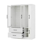 Armoire Keloyid en bois blanc de 120 cm avec 2 tiroirs et 4 portes