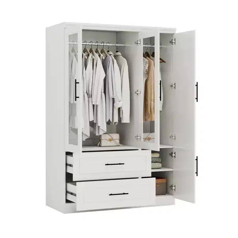 Armoire Keloyid en bois blanc de 120 cm avec 2 tiroirs et 4 portes