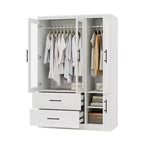 Armoire Keloyid en bois blanc de 120 cm avec 2 tiroirs et 4 portes