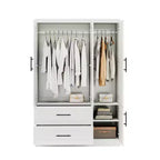 Armoire Keloyid en bois blanc de 120 cm avec 2 tiroirs et 4 portes
