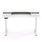 Bureau debout électrique Costway 55x 24 avec 2 tiroirs, support d'écran, étagère de rangement Noir/Blanc/Marron
