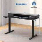 Bureau debout électrique Costway 55x 24 avec 2 tiroirs, support d'écran, étagère de rangement Noir/Blanc/Marron