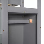Whisen Lit mezzanine double en bois 93,8 po L x 57 po l avec armoire de rangement intégrée et escalier, espace optimisé