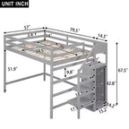 Whisen Lit mezzanine double en bois 93,8 po L x 57 po l avec armoire de rangement intégrée et escalier, espace optimisé