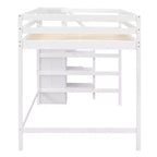 Whisen Lit mezzanine double en bois 93,8 po L x 57 po l avec armoire de rangement intégrée et escalier, espace optimisé