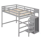 Whisen Lit mezzanine double en bois 93,8 po L x 57 po l avec armoire de rangement intégrée et escalier, espace optimisé