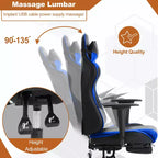 BestMassage Fauteuil de bureau gamer Racing avec fonction massage, soutien lombaire, en cuir PU pour adulte