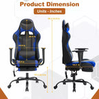 BestMassage Fauteuil de bureau gamer Racing avec fonction massage, soutien lombaire, en cuir PU pour adulte