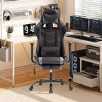 BestMassage Fauteuil de bureau gamer Racing avec fonction massage, soutien lombaire, en cuir PU pour adulte