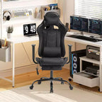 BestMassage Fauteuil de bureau gamer Racing avec fonction massage, soutien lombaire, en cuir PU pour adulte
