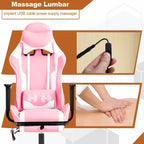 BestMassage Fauteuil de bureau gamer Racing avec fonction massage, soutien lombaire, en cuir PU pour adulte