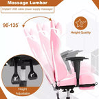 BestMassage Fauteuil de bureau gamer Racing avec fonction massage, soutien lombaire, en cuir PU pour adulte