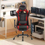 BestMassage Fauteuil de bureau gamer Racing avec fonction massage, soutien lombaire, en cuir PU pour adulte