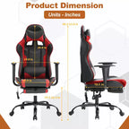 BestMassage Fauteuil de bureau gamer Racing avec fonction massage, soutien lombaire, en cuir PU pour adulte