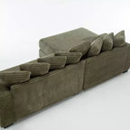 Canapé d'angle en velours côtelé et bois GDFStudio Isabel 111 avec huit oreillers