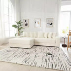 Canapé d'angle en velours côtelé et bois GDFStudio Isabel 111 avec huit oreillers