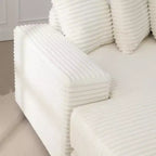 Canapé d'angle en velours côtelé et bois GDFStudio Isabel 111 avec huit oreillers