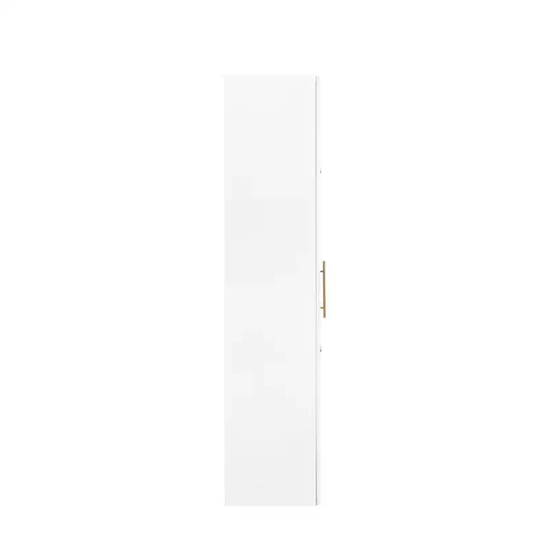 Meuble de rangement de cuisine multifonctionnel 43W Meuble de rangement de cuisine avec étagère de rangement multi-niveaux coulissante et 4 portes, Blanc-ModernLuxe